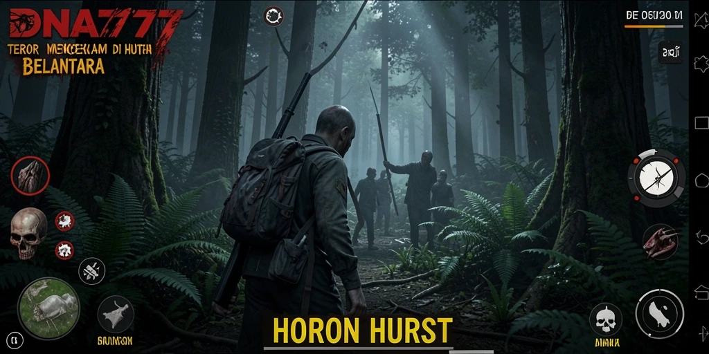 Tampilan antarmuka yang menyeramkan dalam game Horor Hutan.