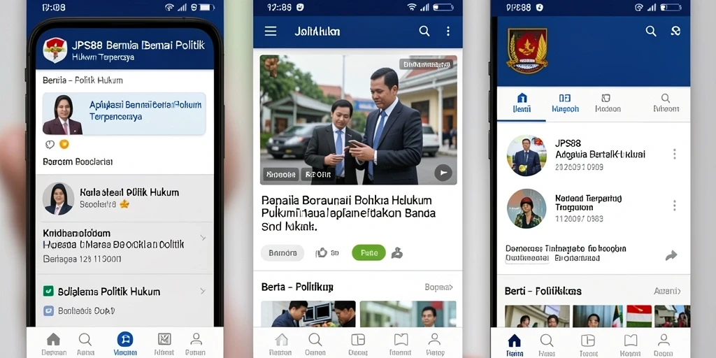 Tampilan antarmuka JPS88 dengan akses berita politik dan hukum.