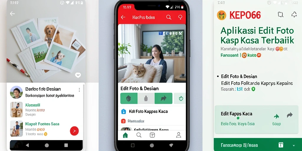Antarmuka aplikasi KEPO66 dengan fitur Edit Foto Kertas Kaca.