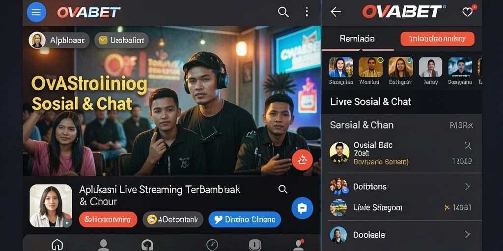 Tampilan antarmuka aplikasi OVABET saat Live Streaming.