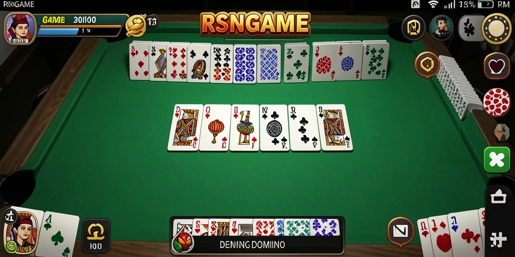 Tampilan antarmuka RSNGAME yang menarik dan interaktif untuk bermain Domino.