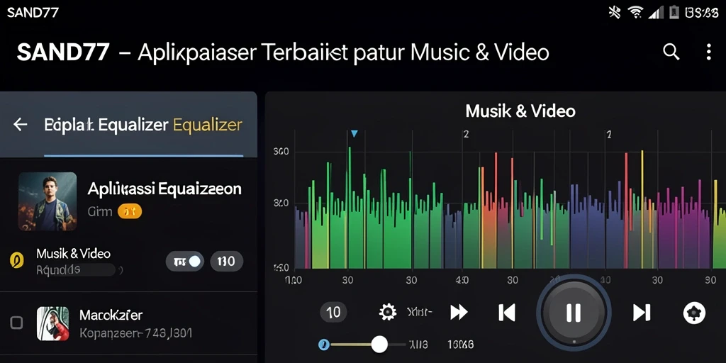 Antarmuka SAND77 dengan fitur Equalizer yang user-friendly.