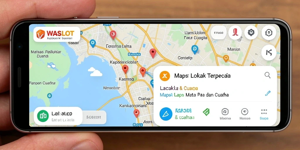 Antarmuka aplikasi Lacak Lokasi dengan peta interaktif dan informasi cuaca.